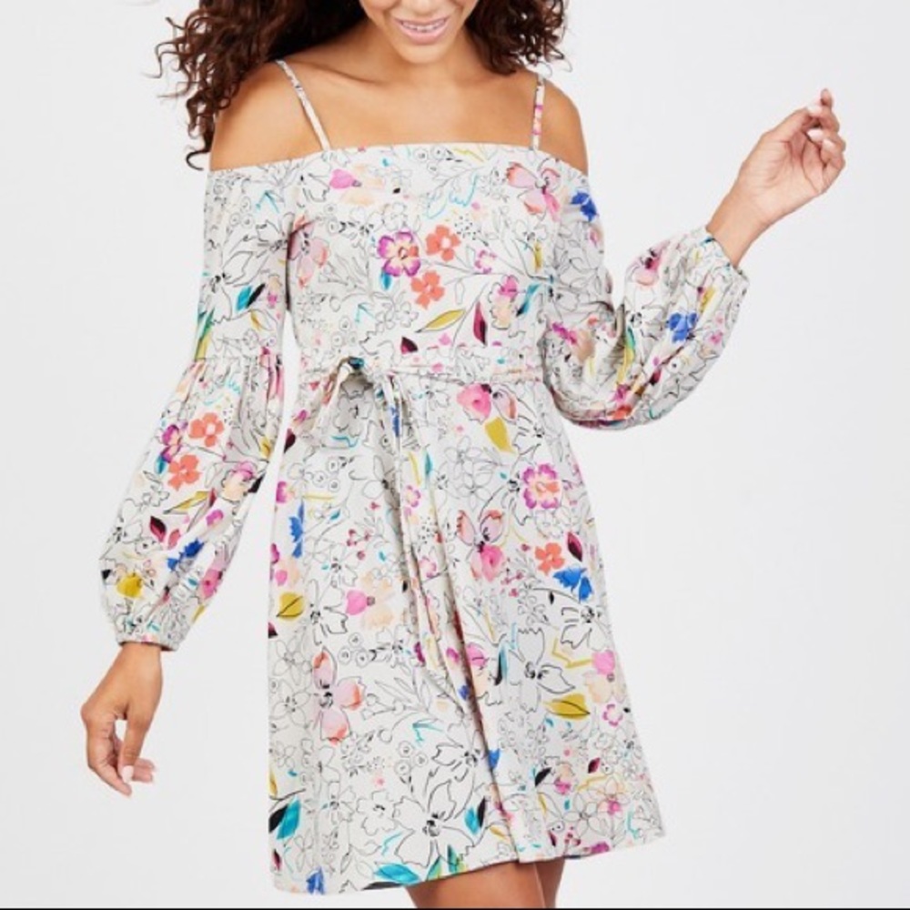 Clover and Sloane Floral Cold Shoulder Dress - Picture 3 of 10